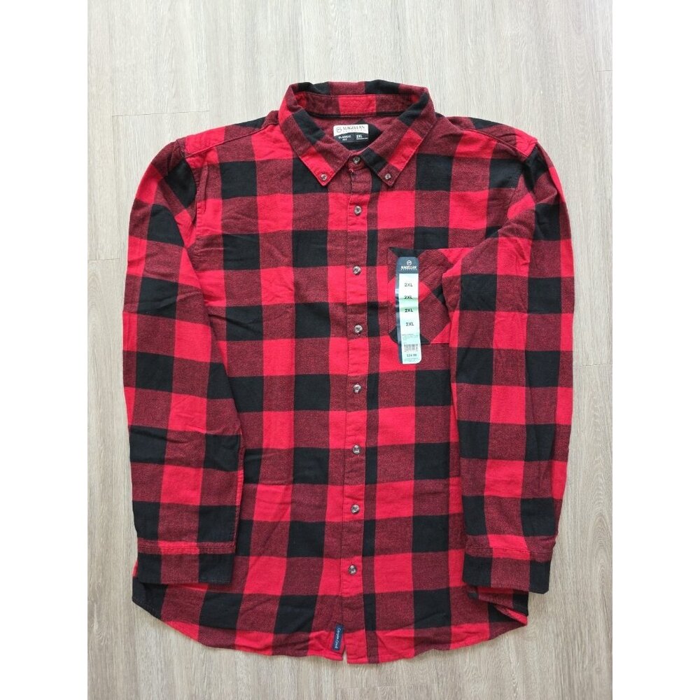 Magellan Outdoors Flannel Shirt Mens 2XL Red Plaid‎ Cotton Canyon Creek